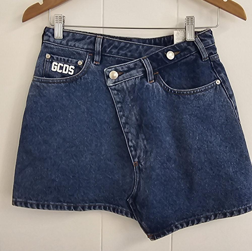 GCDS Asymetrical Denim Skirt Size 28 Made In Italy